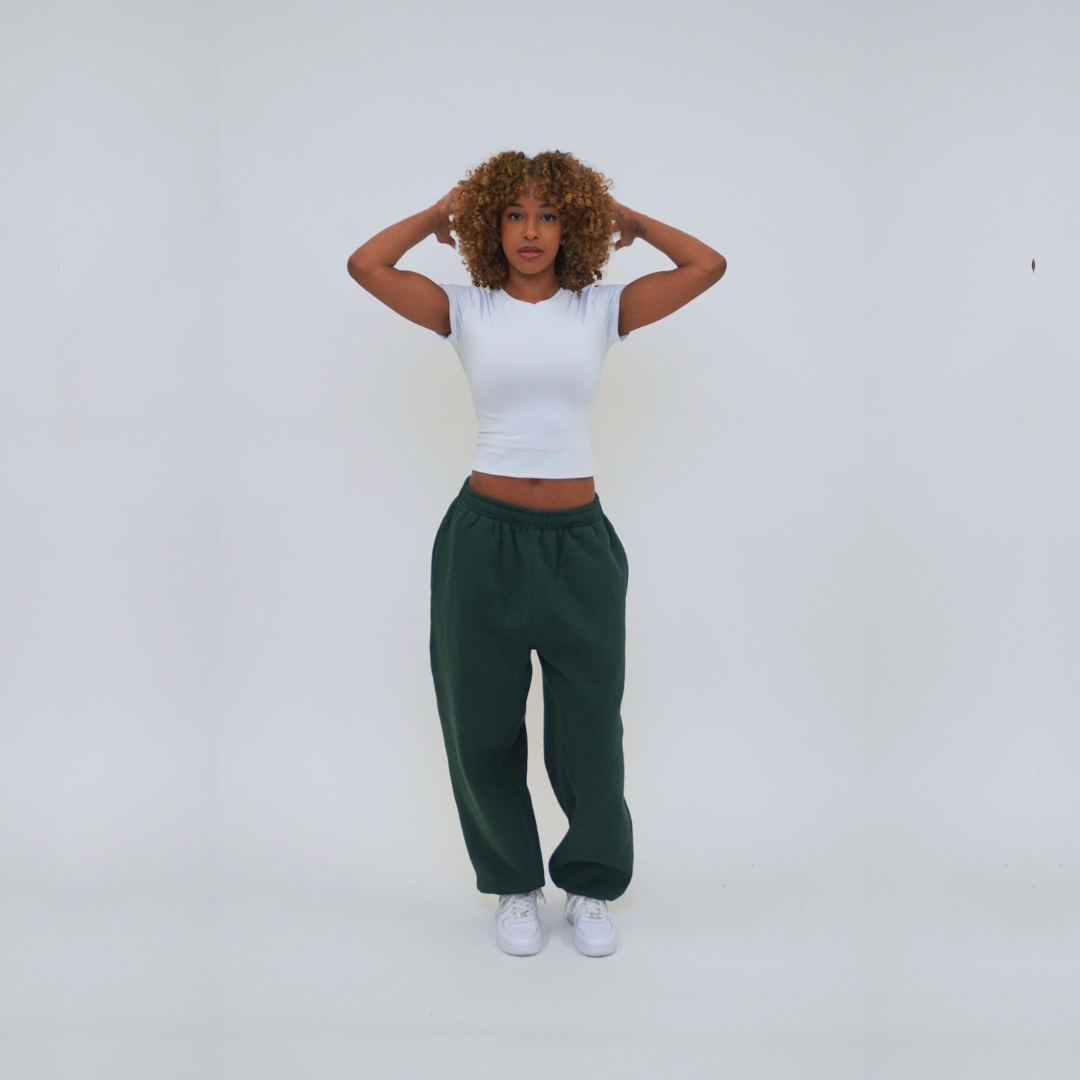 the baggy cuffed jogga' - forest green
