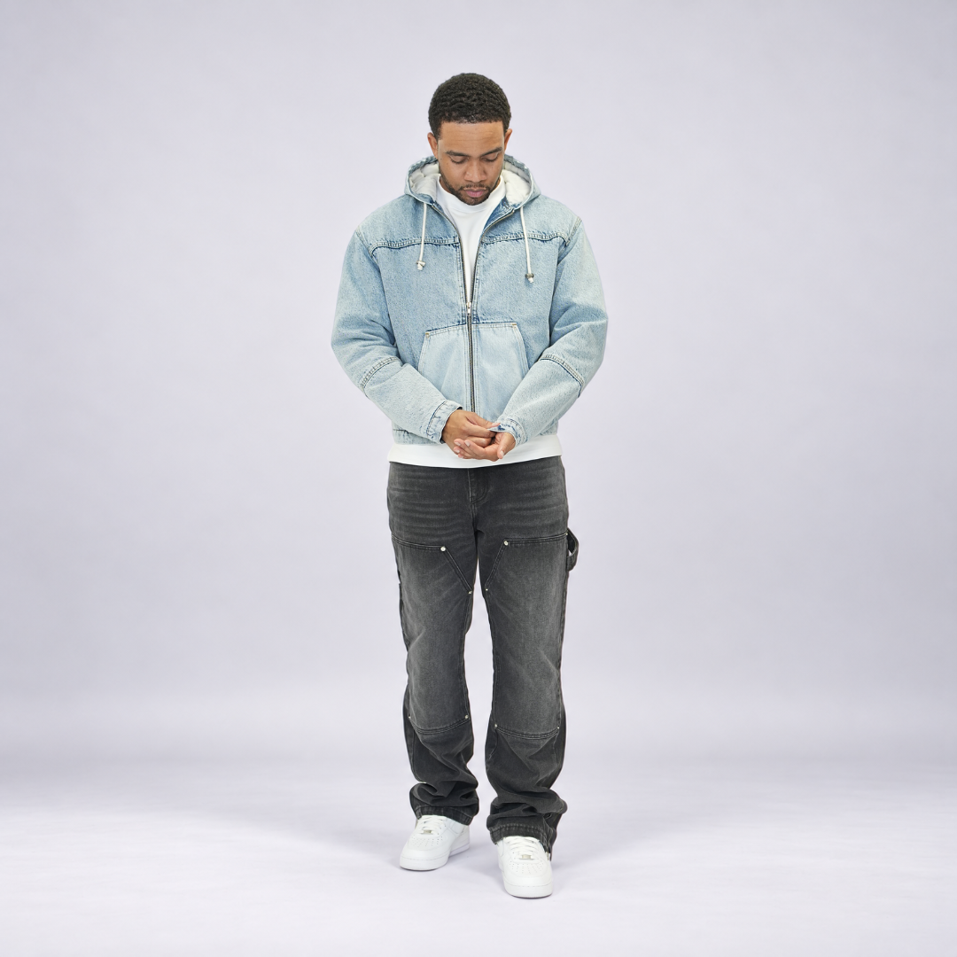the hooded denim jacket - light blue No Sauce