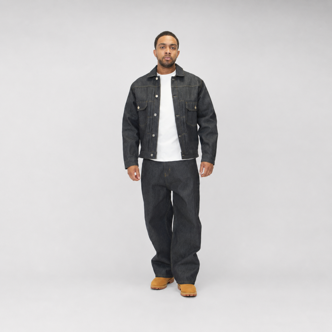 the raw denim straight leg jeans No Sauce