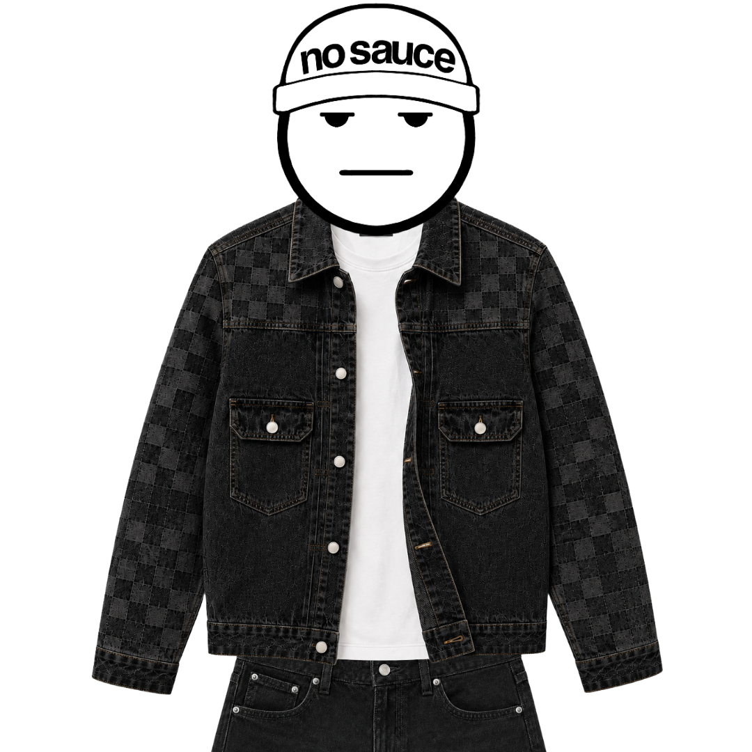 the checkered denim jacket - black No Sauce
