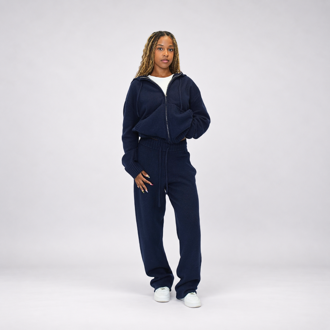 the soft-knit zippa' - navy No Sauce