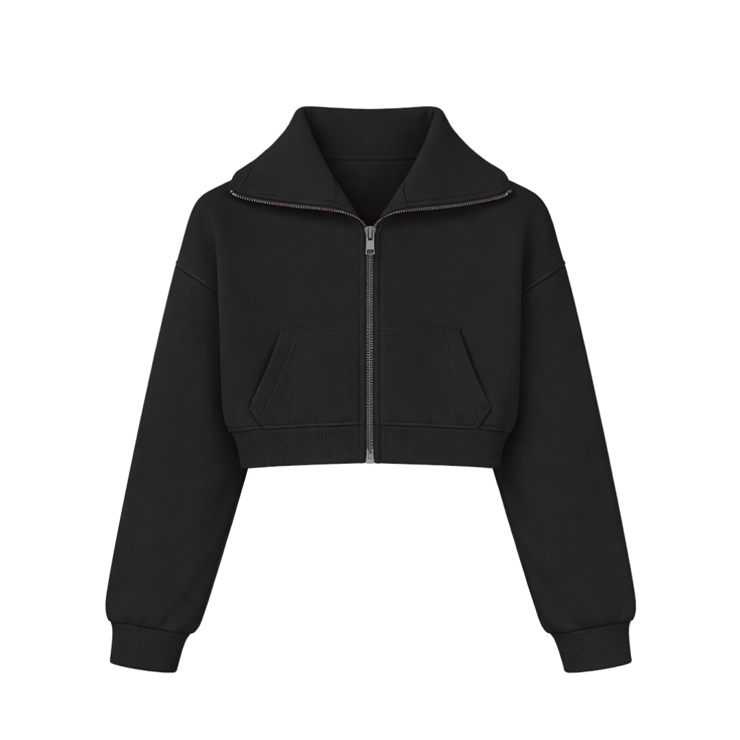 the women’s cropped zippa - black no sauce