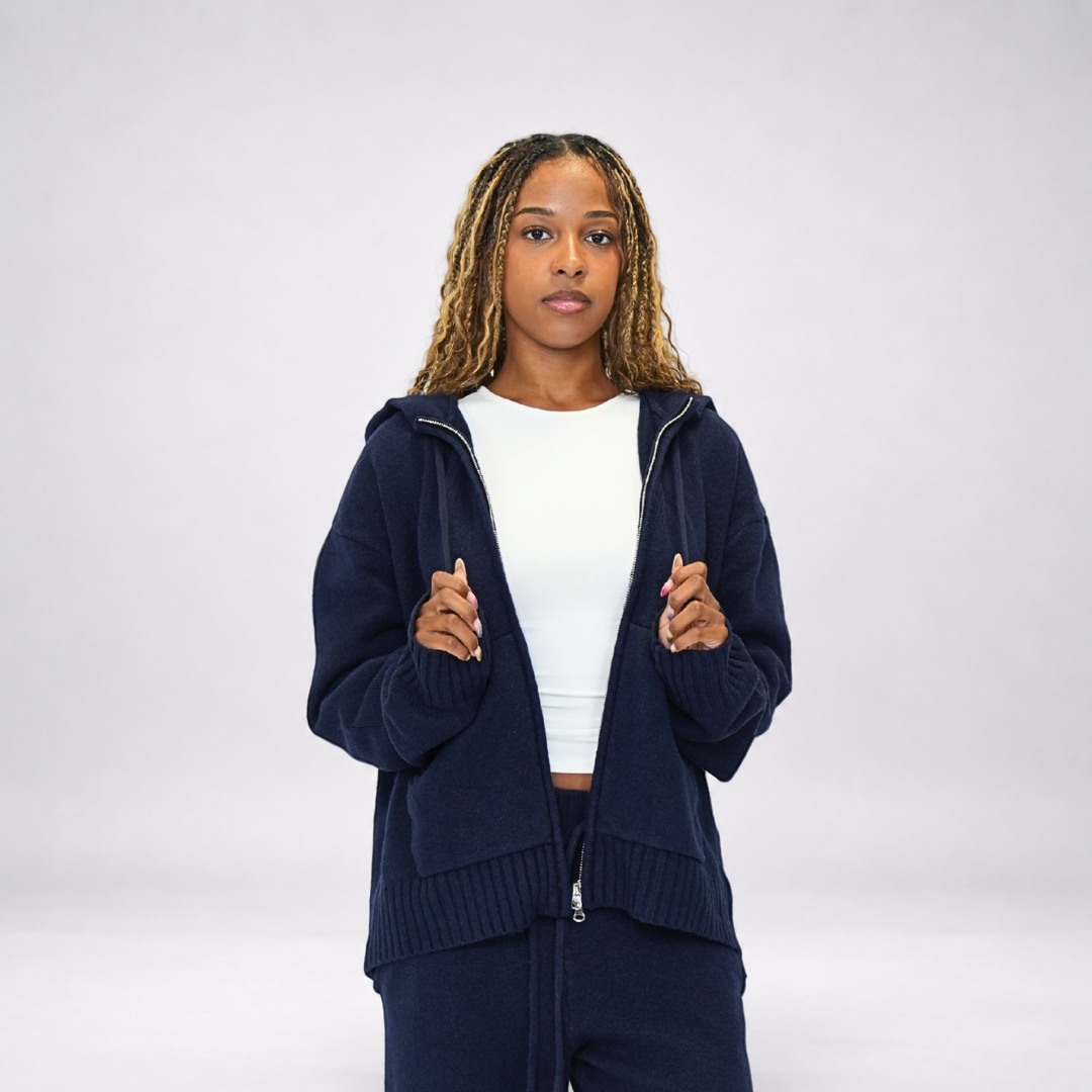 the soft-knit zippa' - navy No Sauce