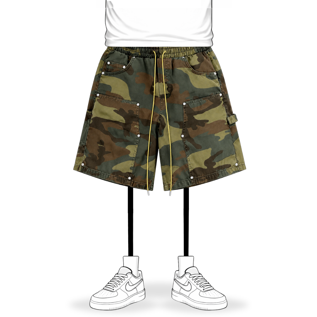No Sauce Camo Carpenter Shorts | Relaxed Denim Streetwear Shorts