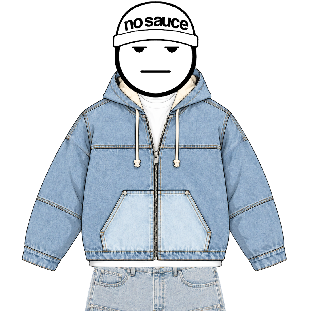 the hooded denim jacket - light blue No Sauce