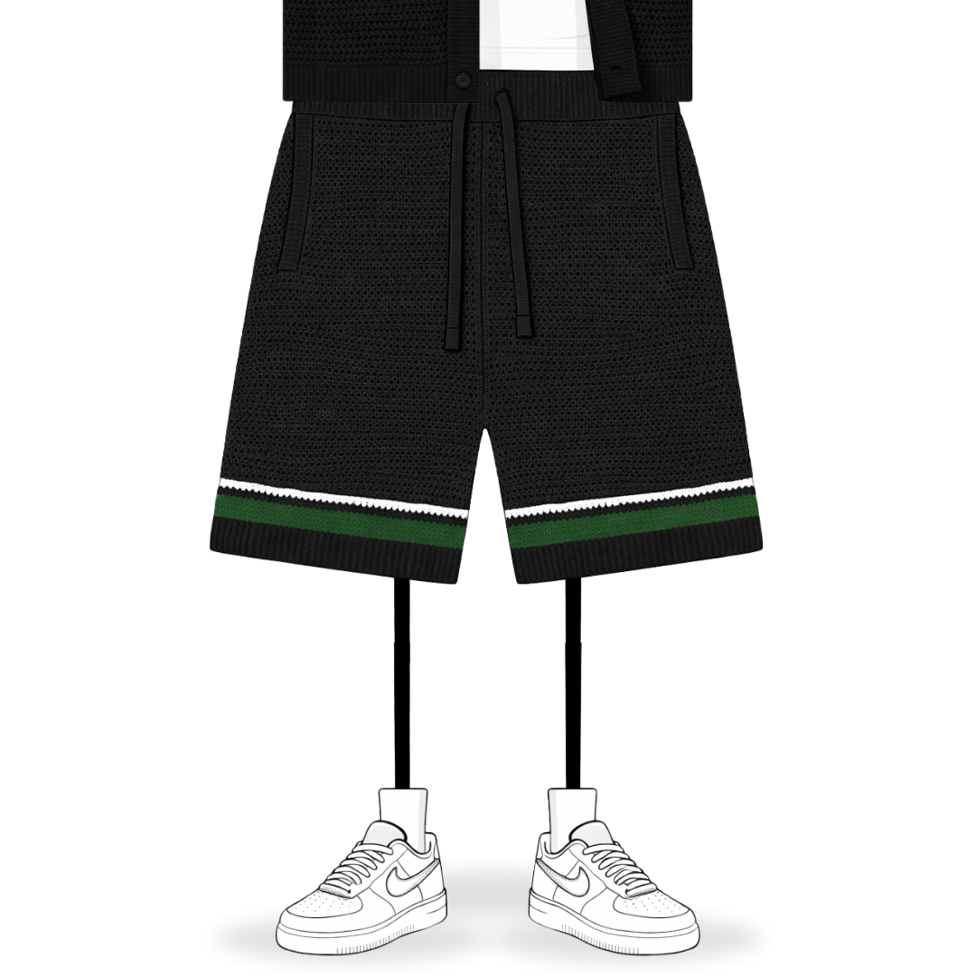 the crochet-knit striped shorts - black no sauce