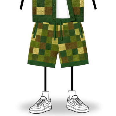 the crochet-knit checkered shorts - camo no sauce