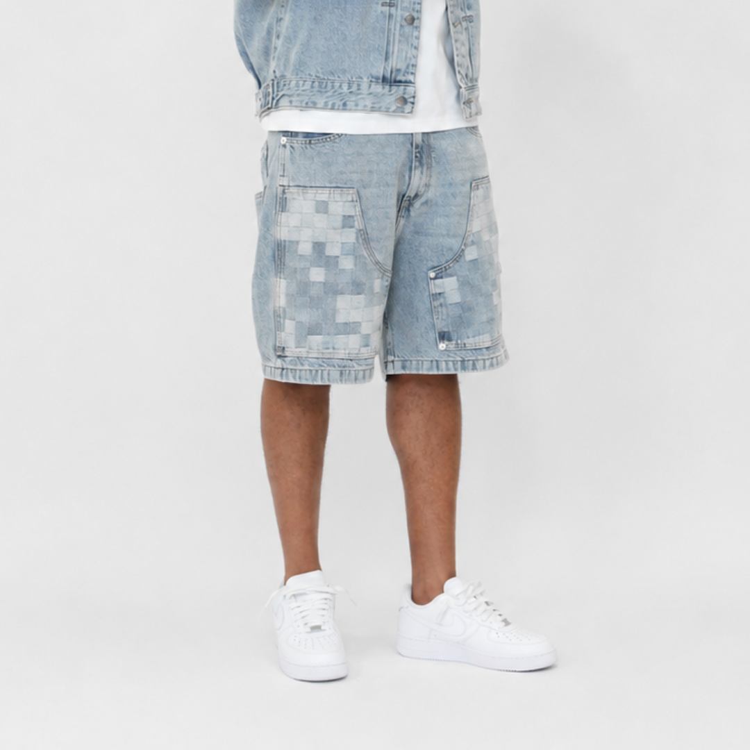 the checkered denim jacket - light blue No Sauce