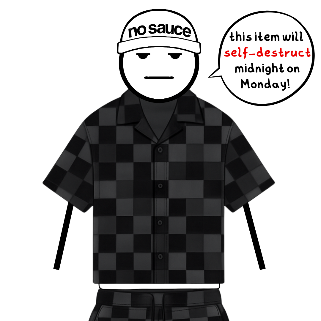 the crochet-knit checkered shirt - black