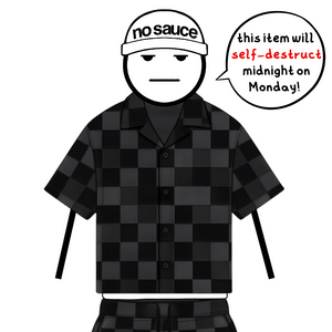 the crochet-knit checkered shirt - black