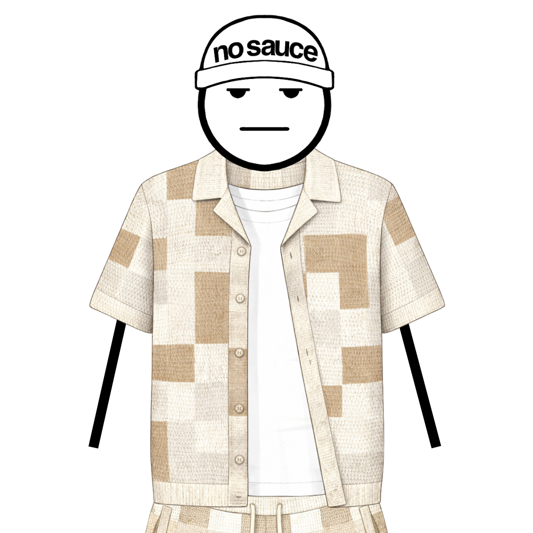 the crochet-knit checkered shirt - crème no sauce