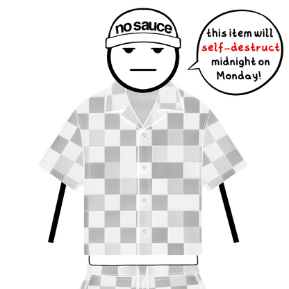 the crochet-knit checkered shirt - grey