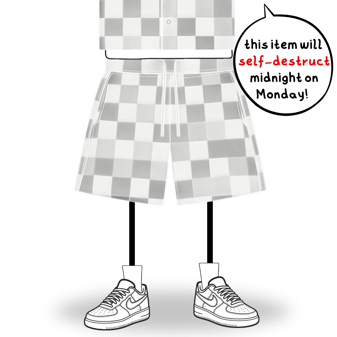 the crochet-knit checkered shorts - grey