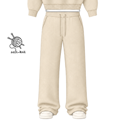 the soft-knit straight leg jogga' - creme No Sauce