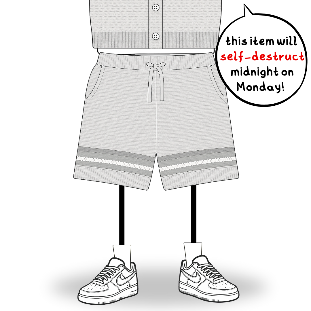 the crochet-knit stripe shorts - grey