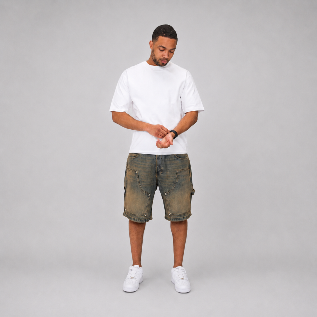 the denim carpenta' shorts - blue (mocha wash) No Sauce