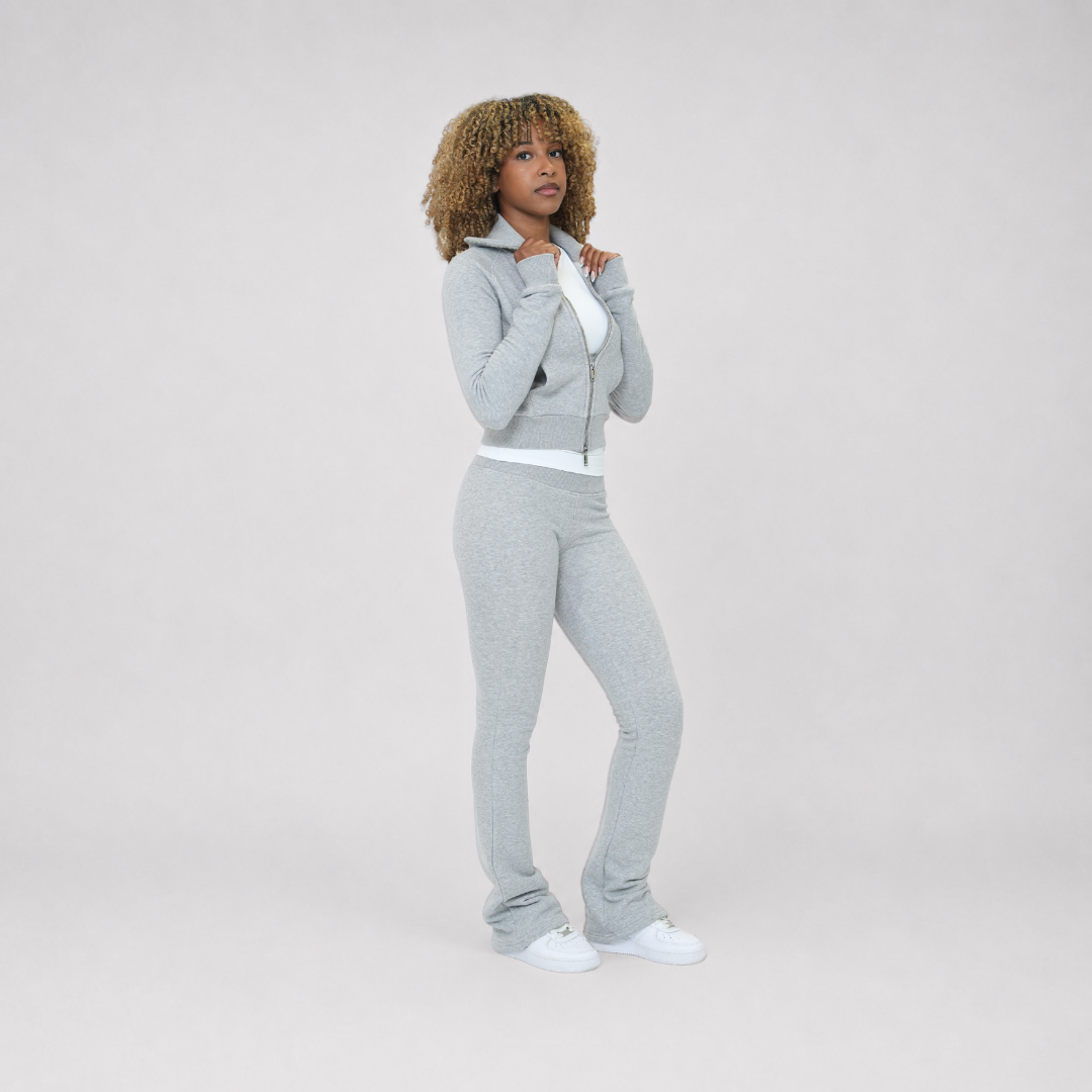 the women’s cropped zippa' - grey no sauce