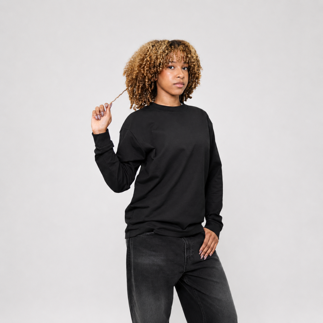 the perfect long sleeve tee - black no sauce