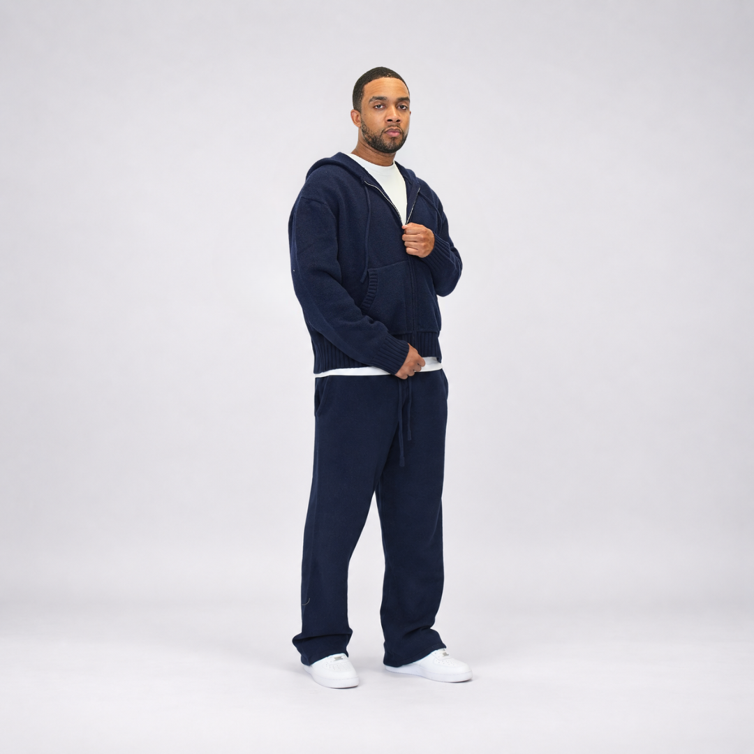 the soft-knit zippa' - navy No Sauce