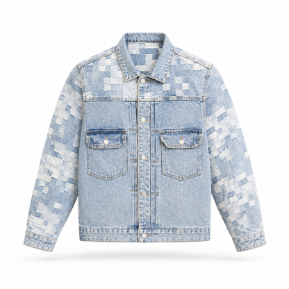the checkered denim jacket - light blue No Sauce