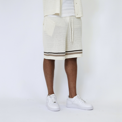 the crochet-knit striped shorts - crème no sauce