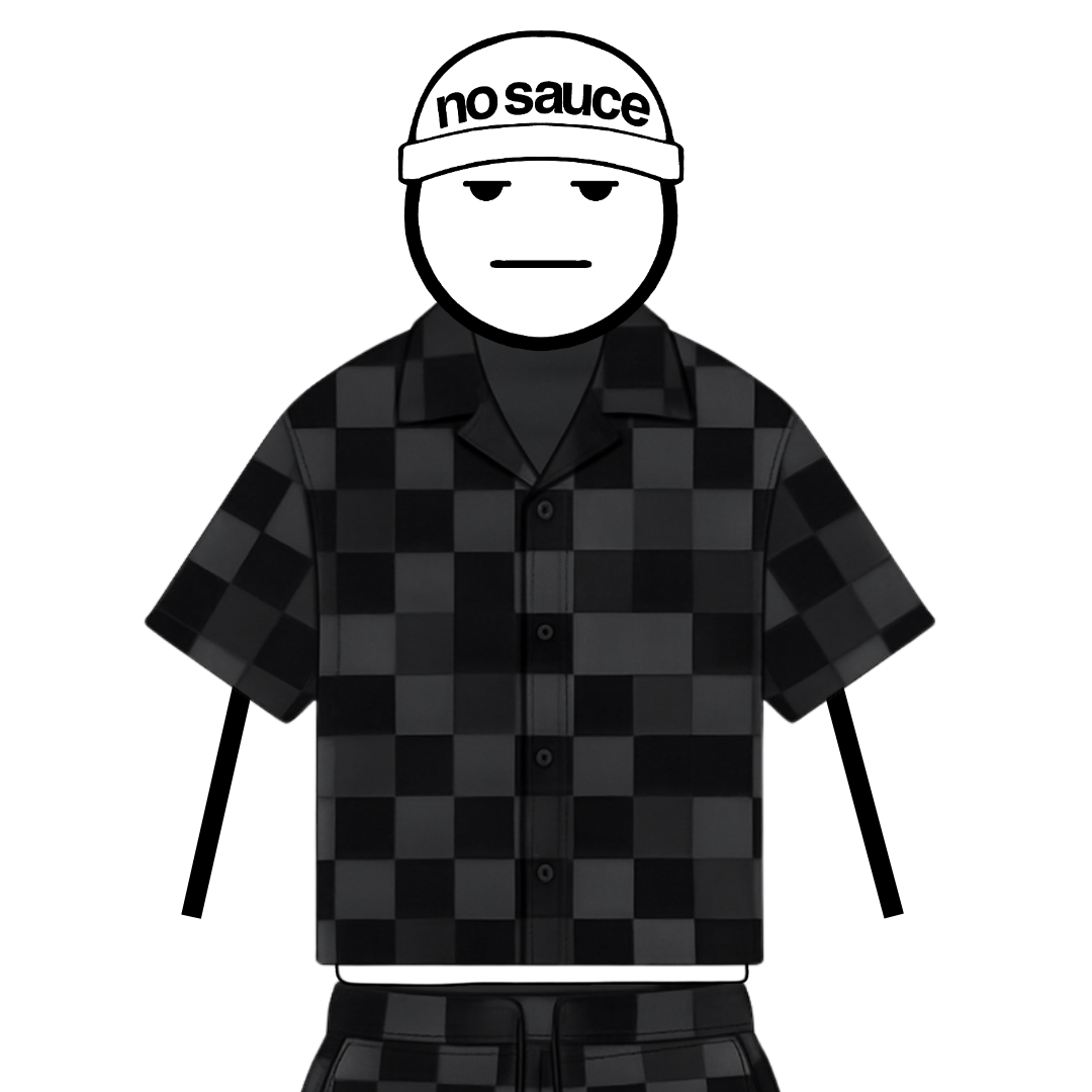the crochet-knit checkered shirt - black no sauce