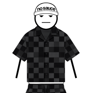 the crochet-knit checkered shirt - black no sauce