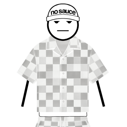 the crochet-knit checkered shirt - grey no sauce