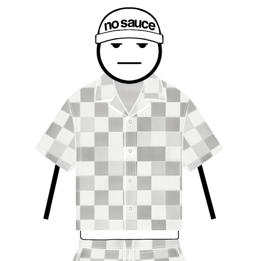 the crochet-knit checkered shirt - grey no sauce