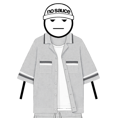 the crochet-knit stripe T-Shirt - grey no sauce