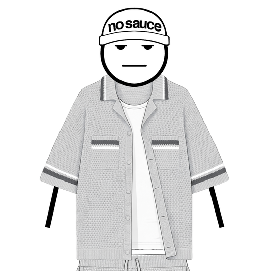 the crochet-knit stripe T-Shirt - grey no sauce