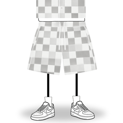 the crochet-knit checkered shorts - grey no sauce
