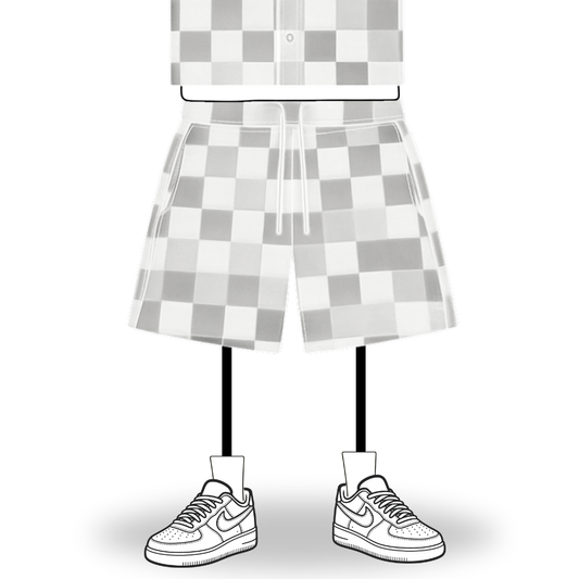 the crochet-knit checkered shorts - grey no sauce