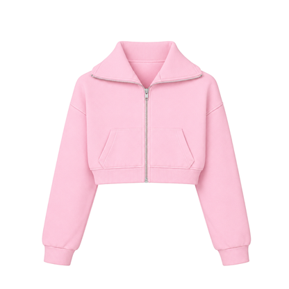 the women’s cropped zippa - pink no sauce