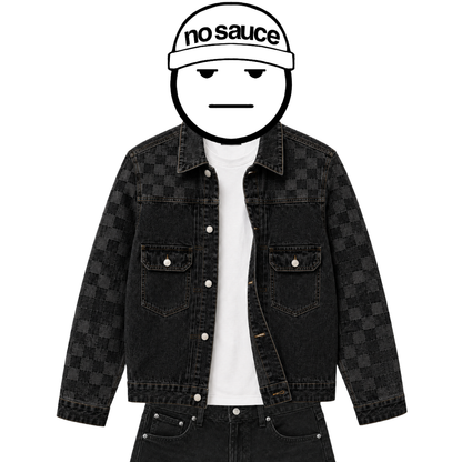 the checkered denim jacket - black No Sauce