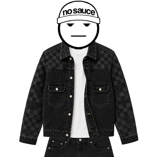 the checkered denim jacket - black No Sauce