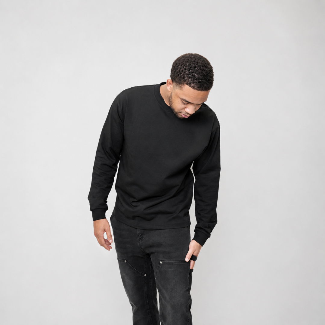 the perfect long sleeve tee - black no sauce