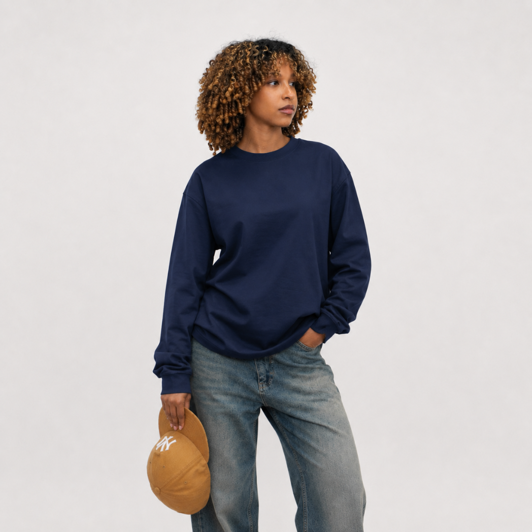 the perfect long sleeve tee - navy no sauce
