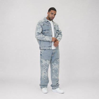the checkered denim jacket - light blue No Sauce