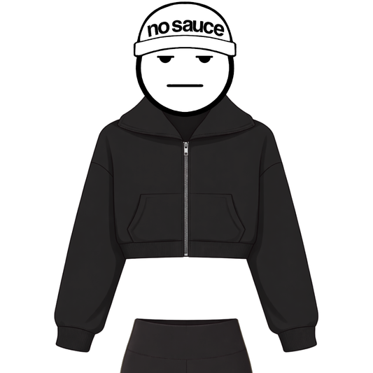 the women’s cropped zippa - black no sauce