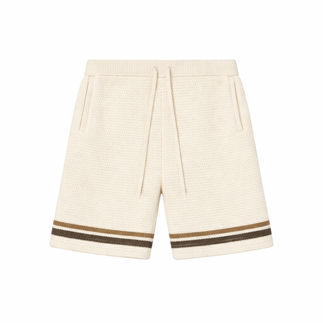 the crochet-knit stripe shorts - creme no sauce
