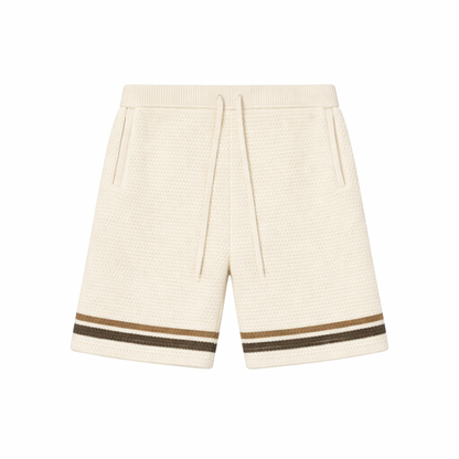 the crochet-knit stripe shorts - creme no sauce