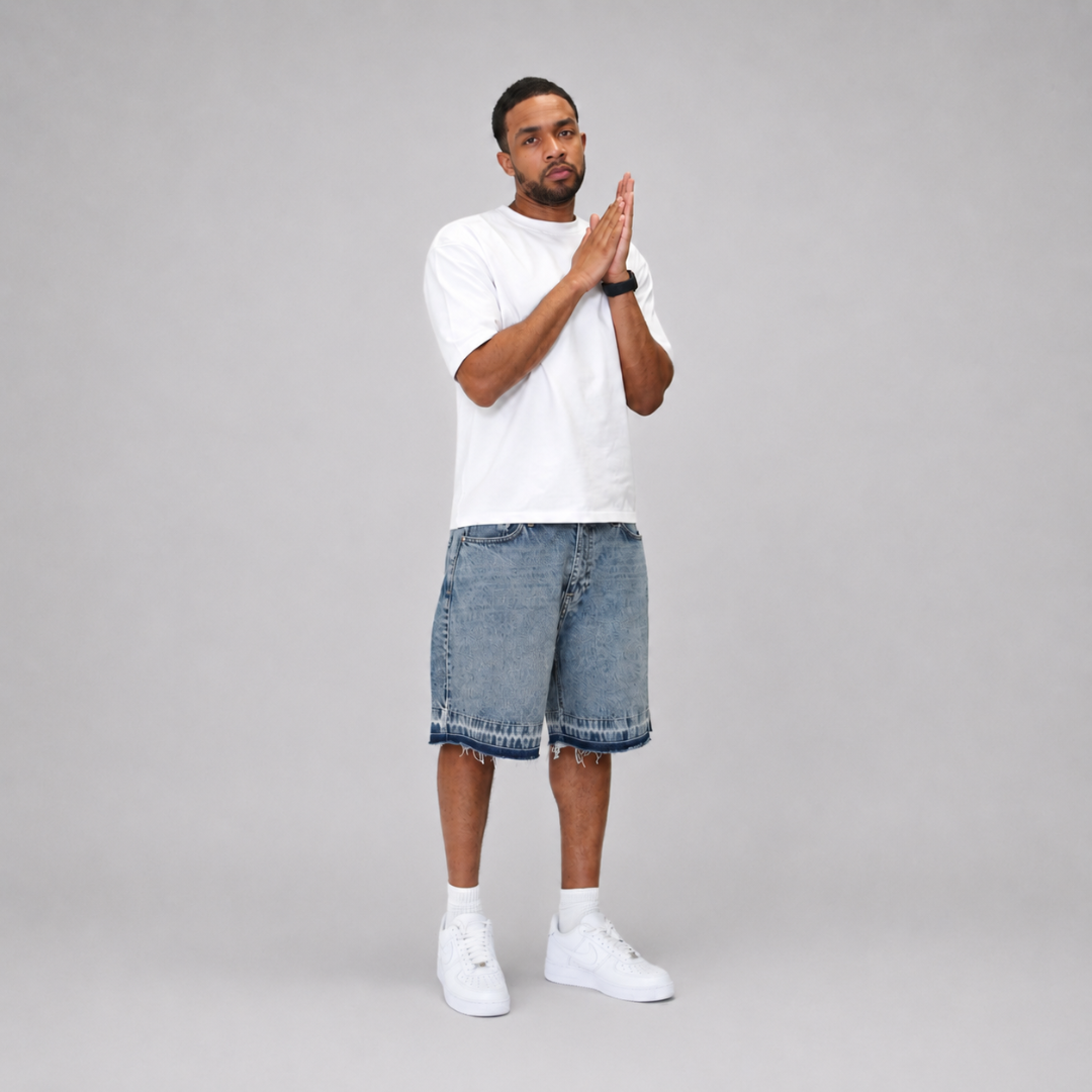 the denim distressed shorts - blue No Sauce