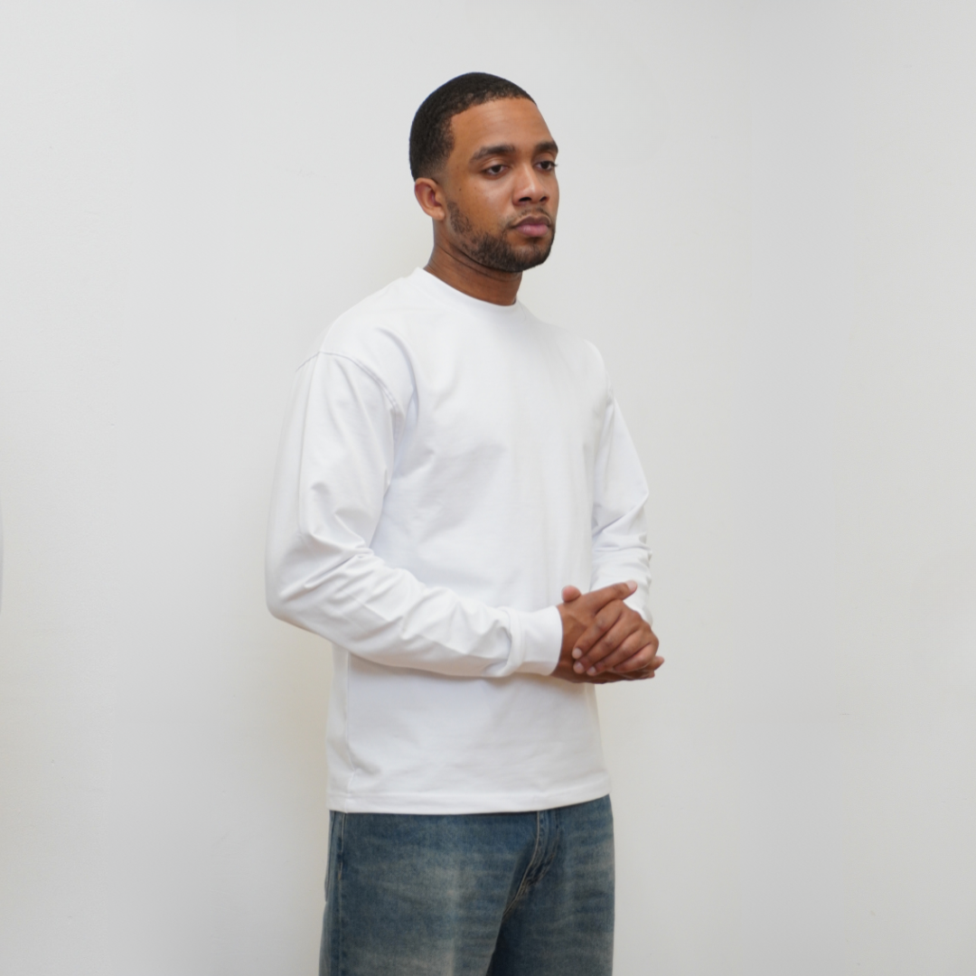 the perfect long sleeve tee - white no sauce