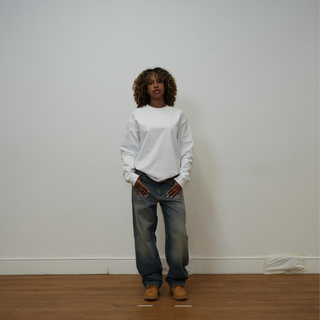 the perfect long sleeve tee - white no sauce