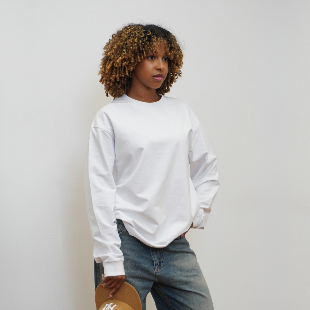 the perfect long sleeve tee - white no sauce