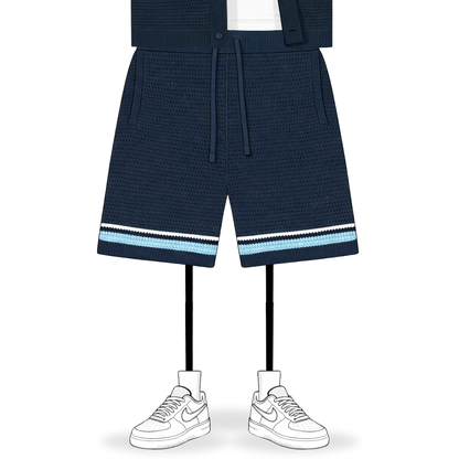 the crochet-knit striped shorts - navy No Sauce