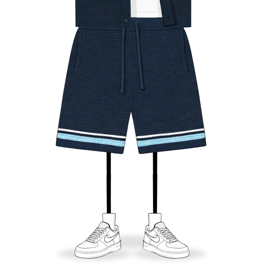 the crochet-knit striped shorts - navy No Sauce