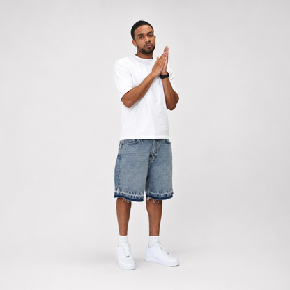 the denim distressed shorts - blue No Sauce