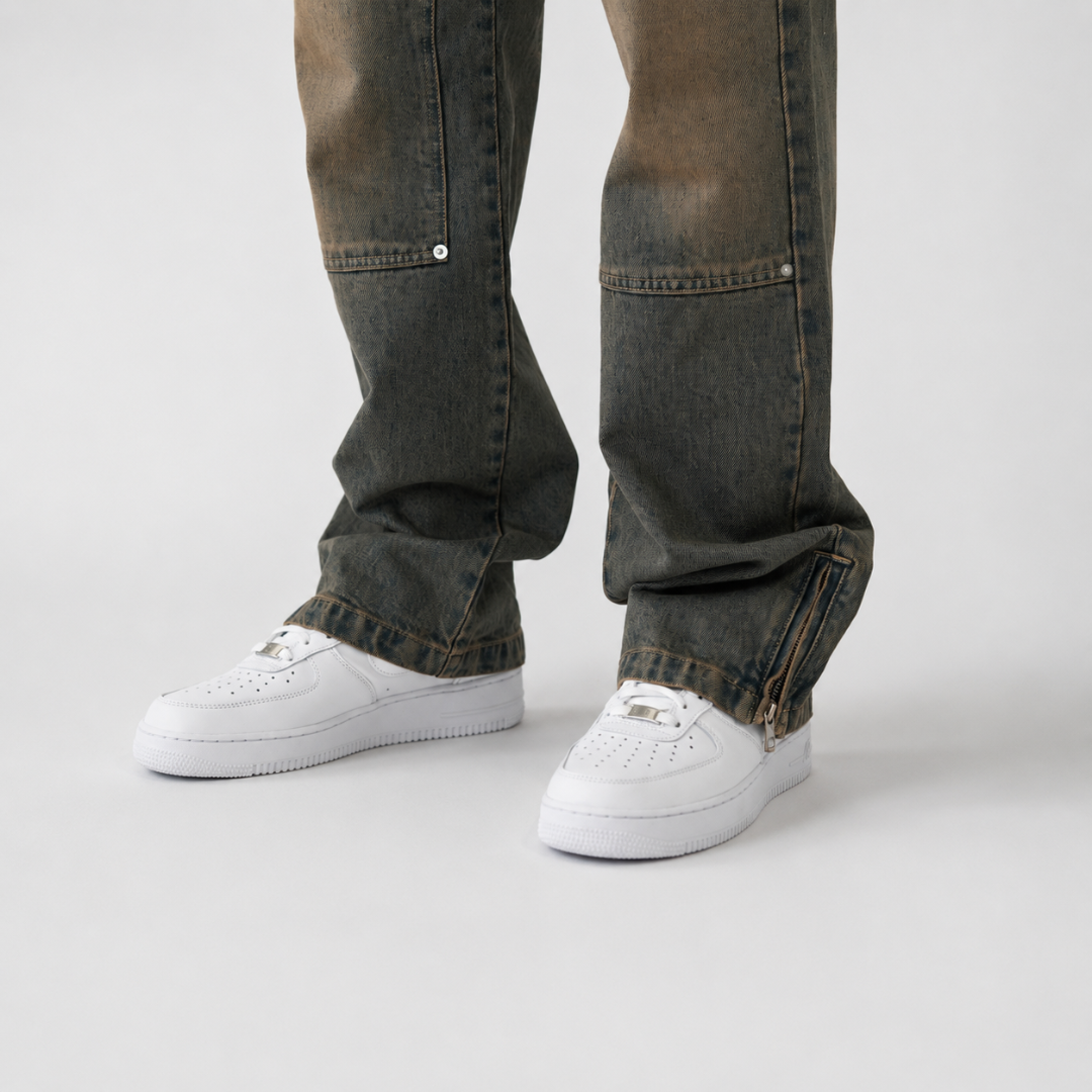 the straight leg carpenta’ jeans - blue (mocha wash) No Sauce
